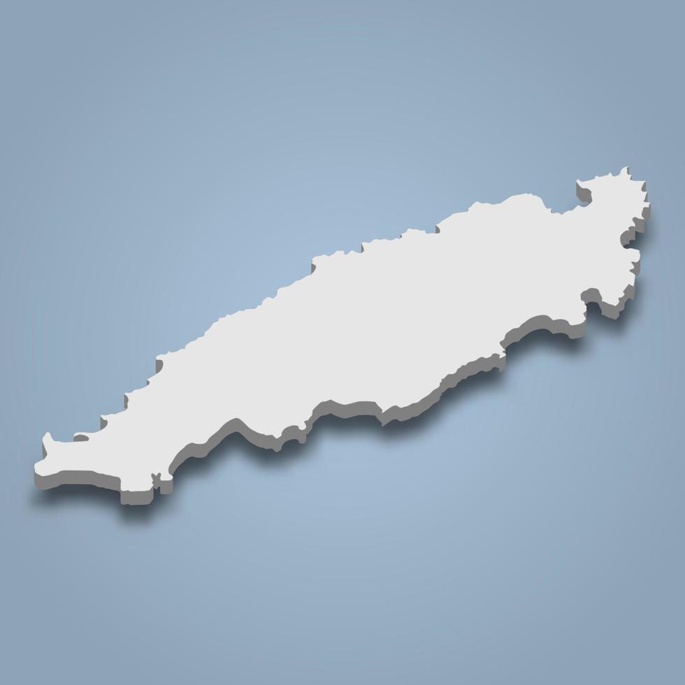 3d isometric map of Tobago is an island in Trinidad and Tobago vector