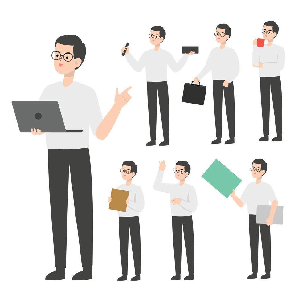 A Man character design presenting concept vector