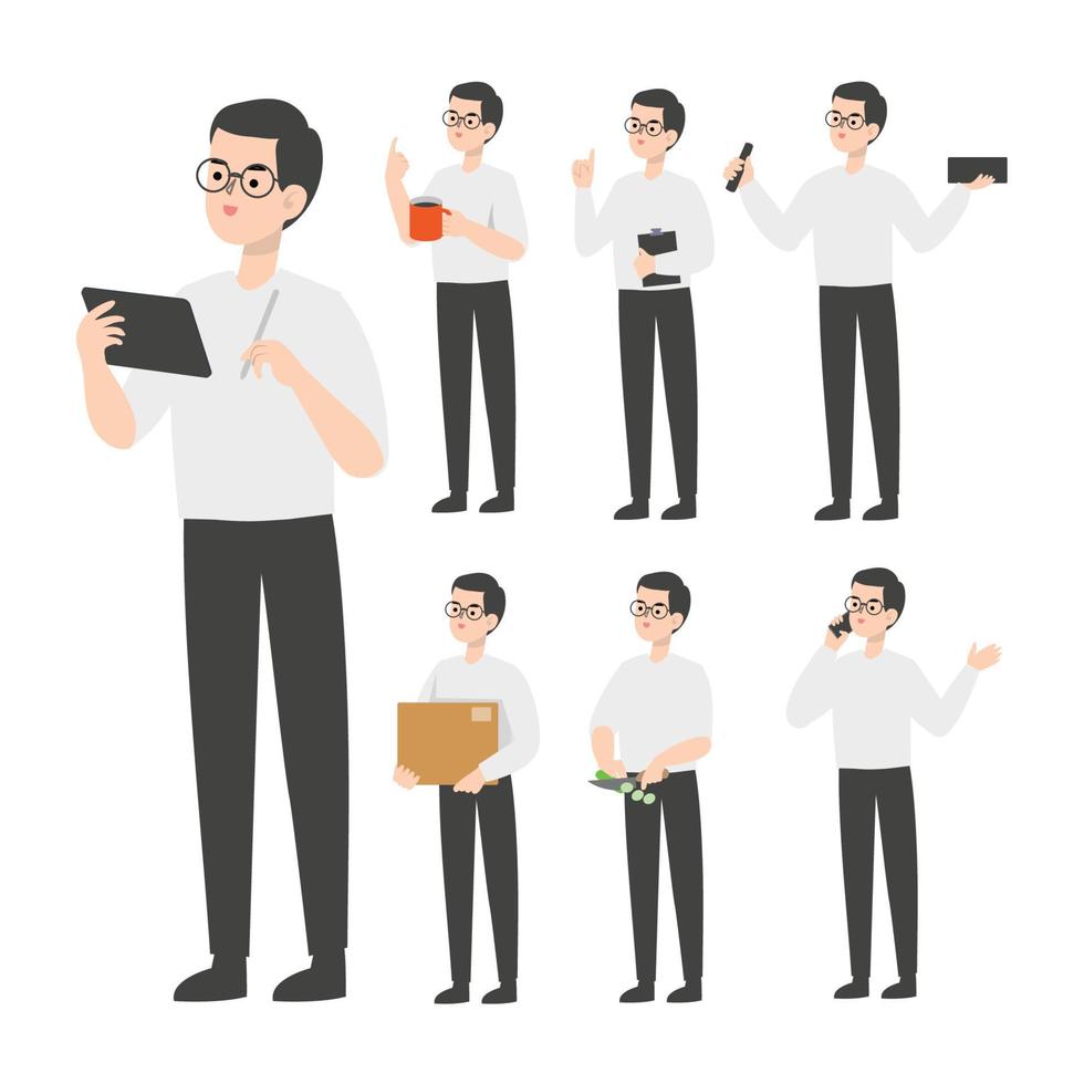 A Man character design presenting concept vector