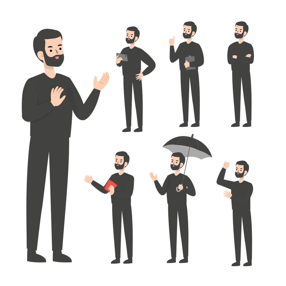 A Man character design presenting concept vector