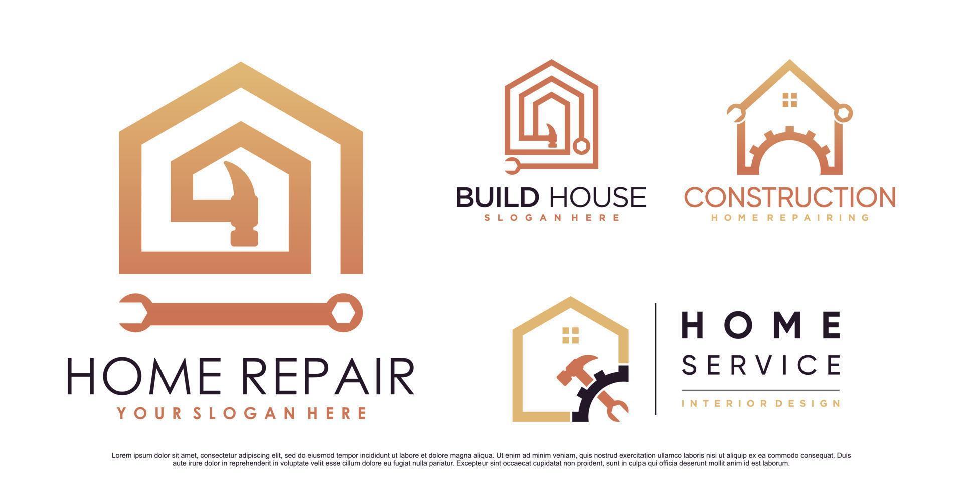 Set of collection home repair icon logo design illustration with creative element Premium Vector