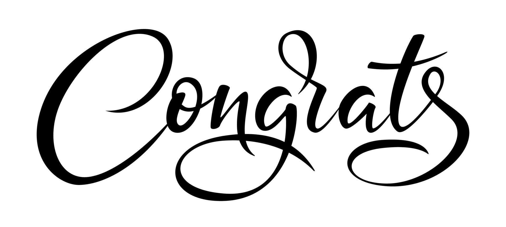 Congrats Lettering Greeting Sign, Handwritten Modern Brush Lettering vector