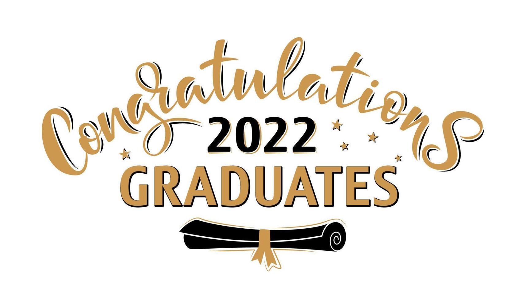 Congratulations 2022 Graduates Greeting Sign with Diploma, Congrats Graduated vector