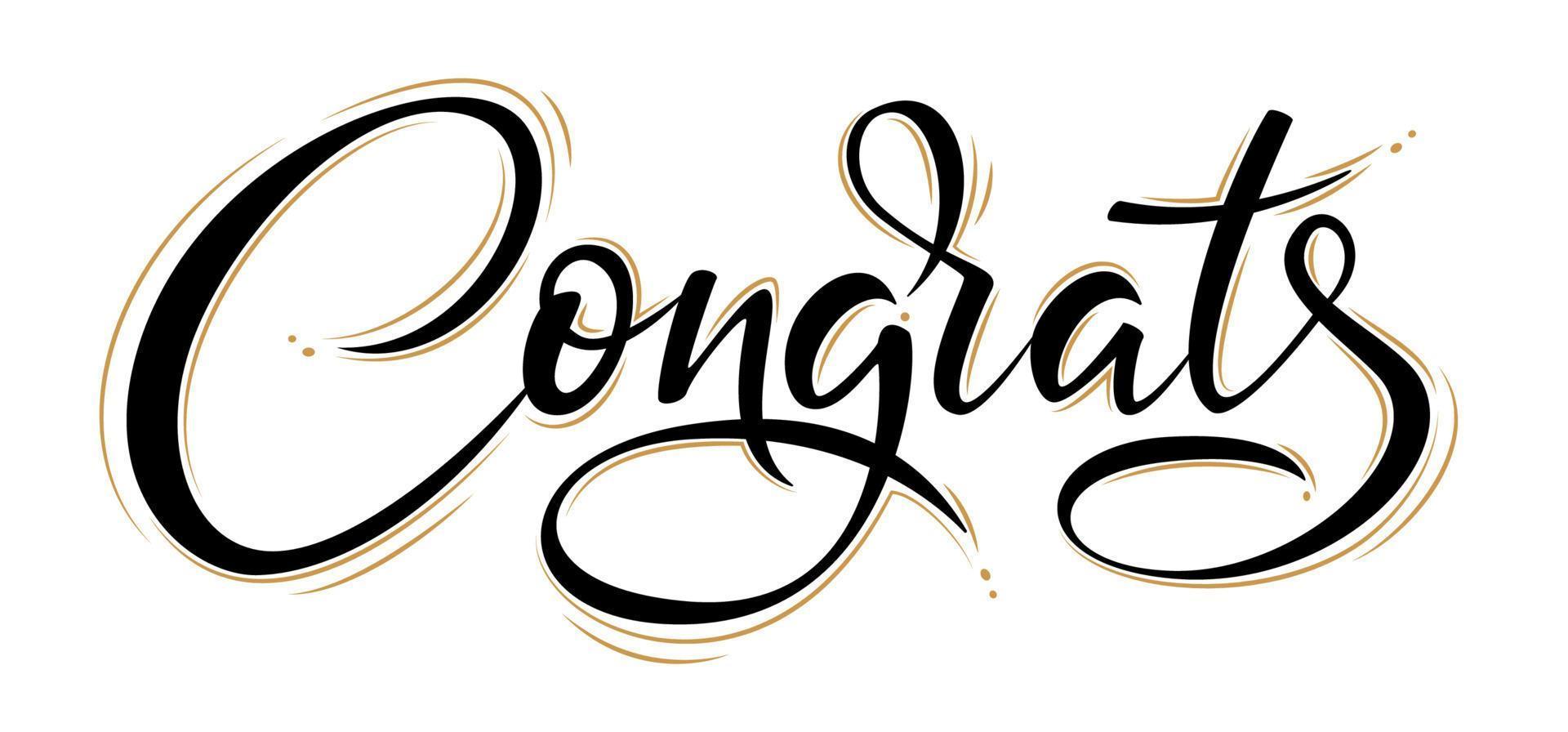 Congrats Lettering Greeting Sign, Handwritten Modern Brush Lettering vector