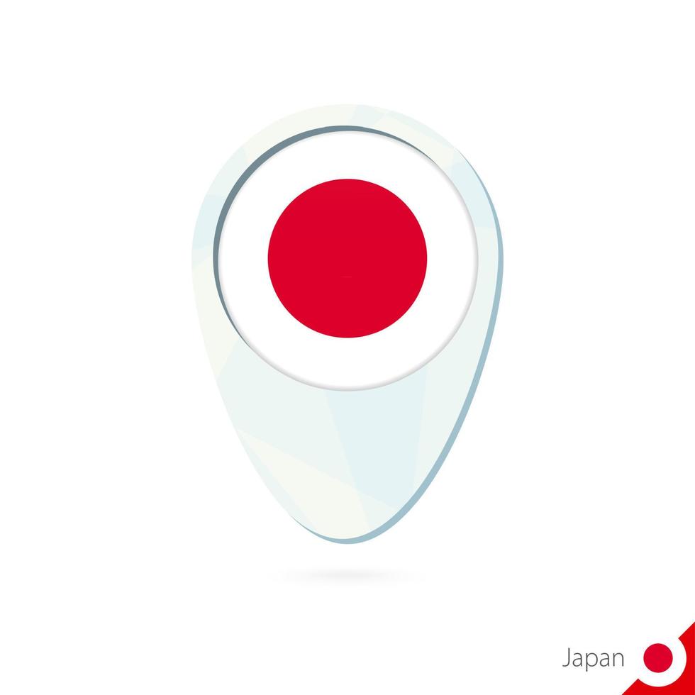 icono de pin de mapa de ubicación de bandera de japón sobre fondo blanco. vector