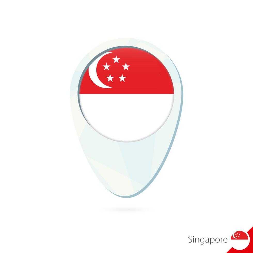 icono de pin de mapa de ubicación de bandera de singapur sobre fondo blanco. vector