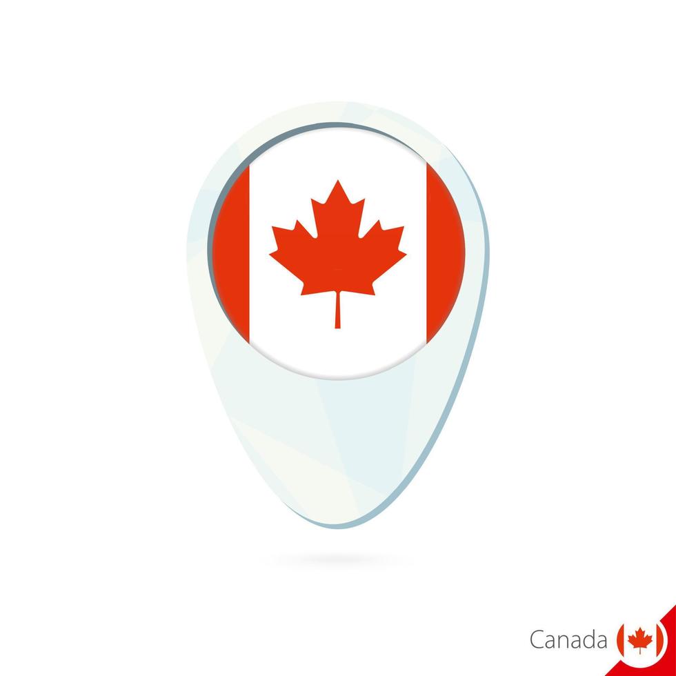 Canadá bandera ubicación mapa pin icono sobre fondo blanco. vector