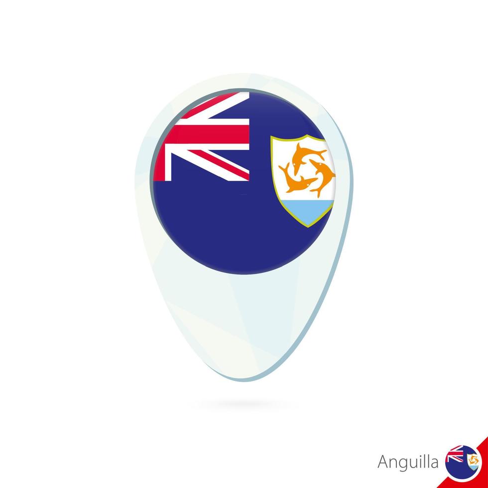 icono de pin de mapa de ubicación de bandera de anguila sobre fondo blanco. vector