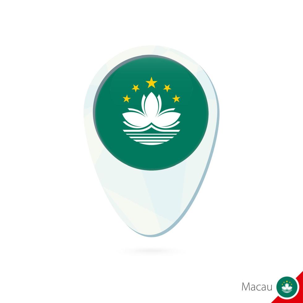 Macau flag location map pin icon on white background. vector