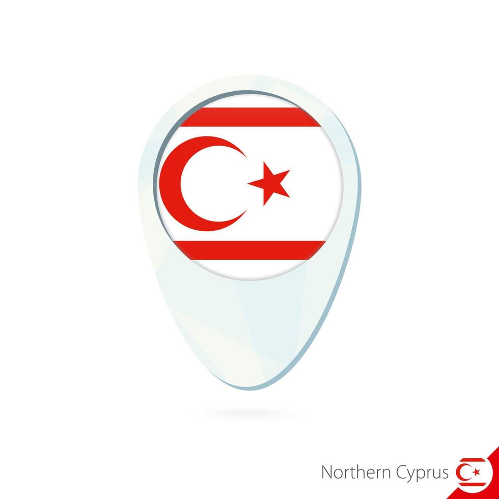 Icono de pin de mapa de ubicación de bandera de Chipre del norte sobre fondo blanco. vector