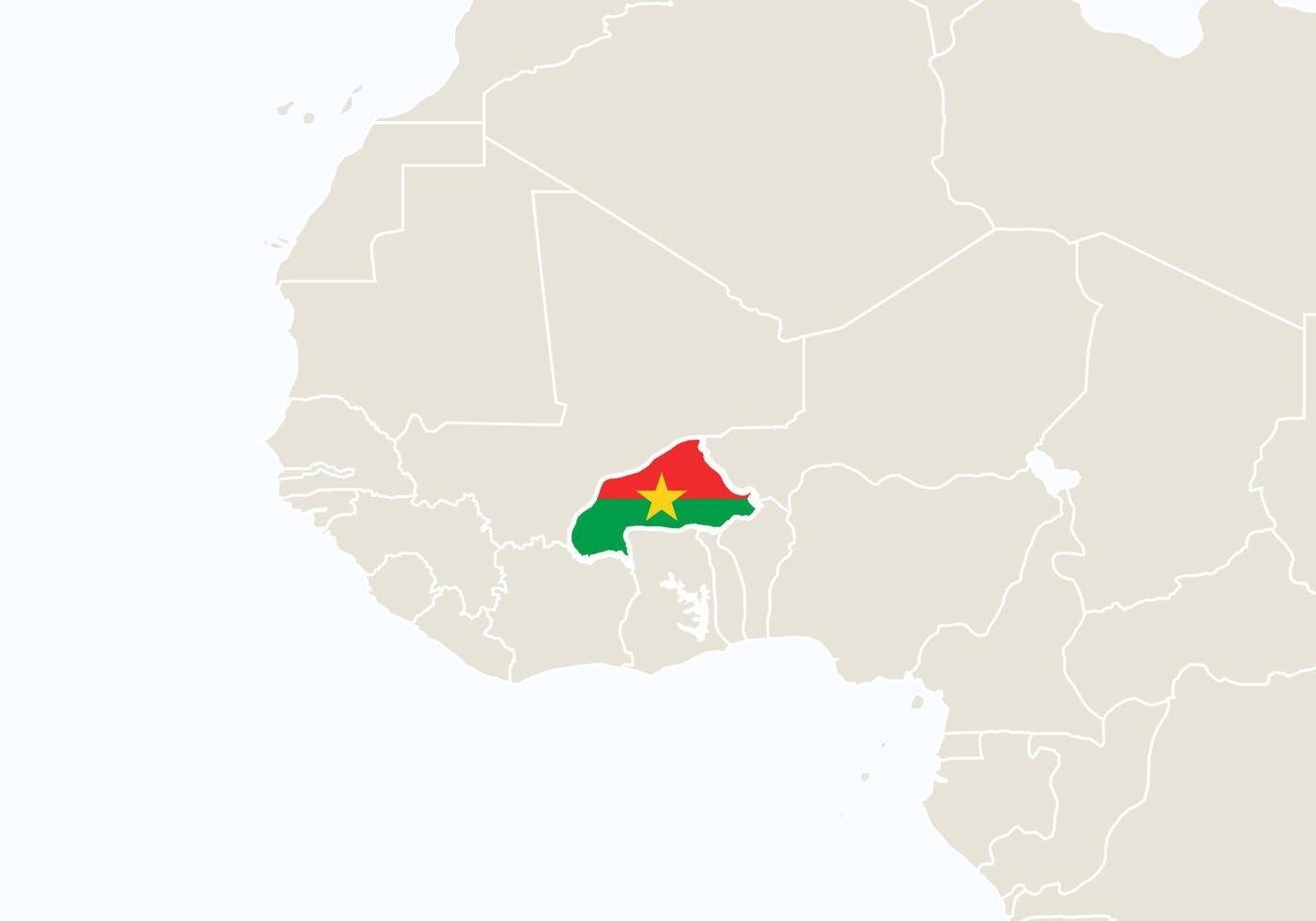 Africa with highlighted Burkina Faso map. vector