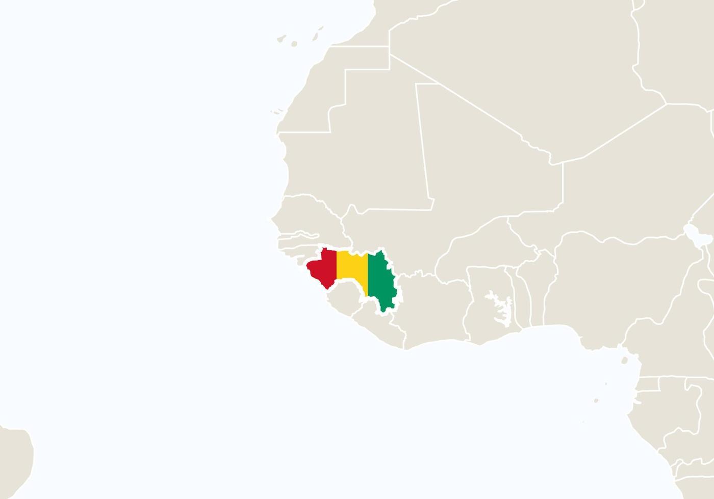 áfrica con el mapa de guinea resaltado. vector