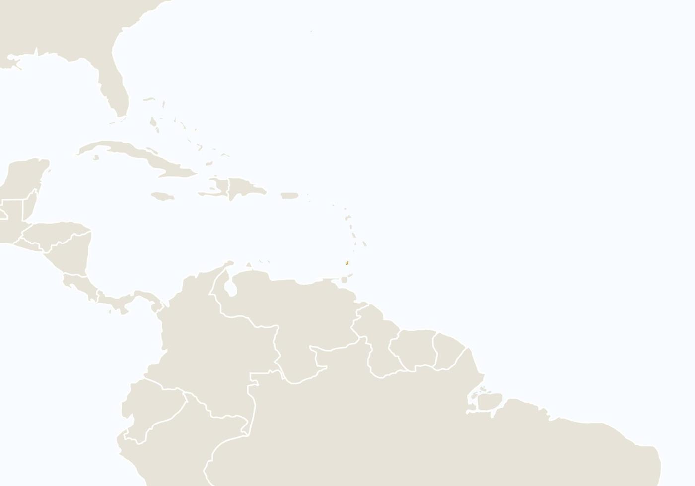 américa del norte con el mapa de granada resaltado. vector