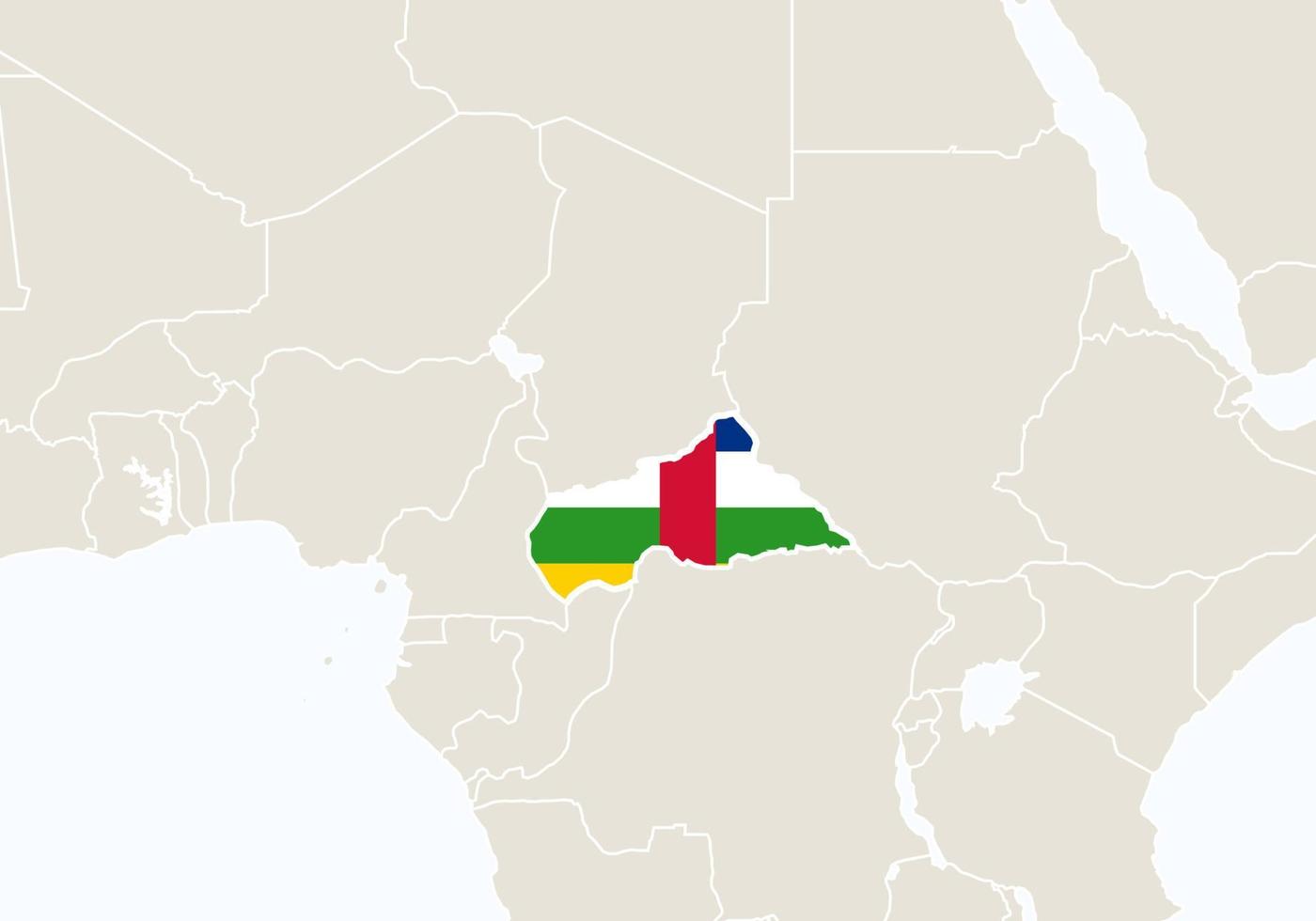 Africa with highlighted Central African Republic map. vector