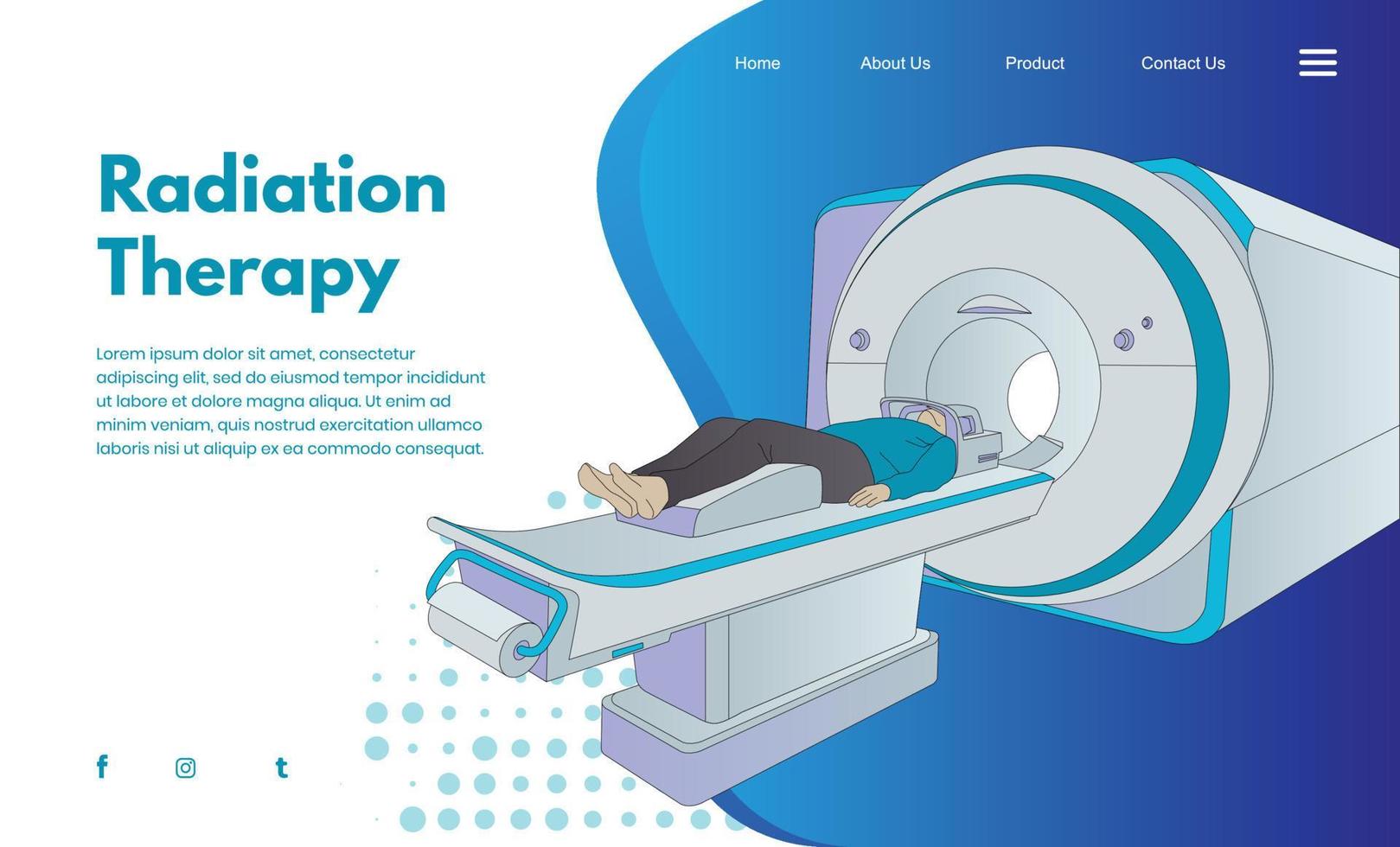 página de inicio de revisión médica de la máquina de radioterapia vector