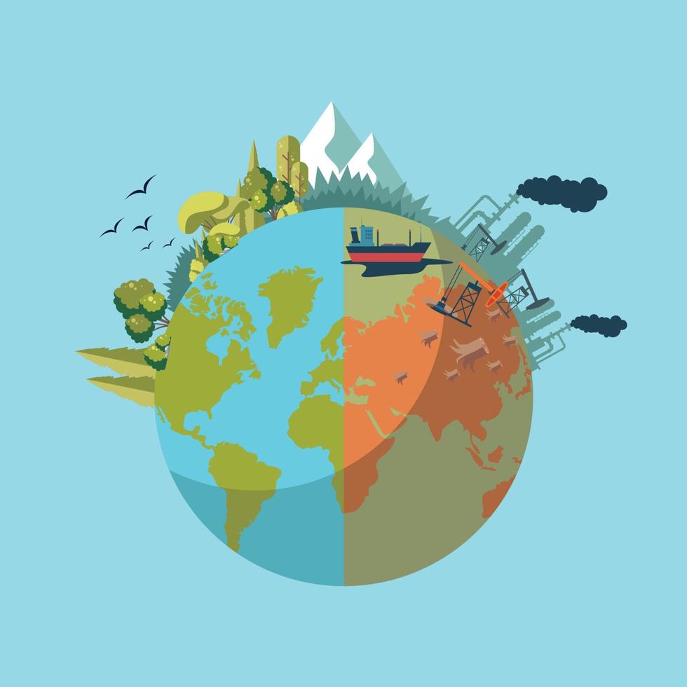 mother earth globe day world environment day vector illustrarton