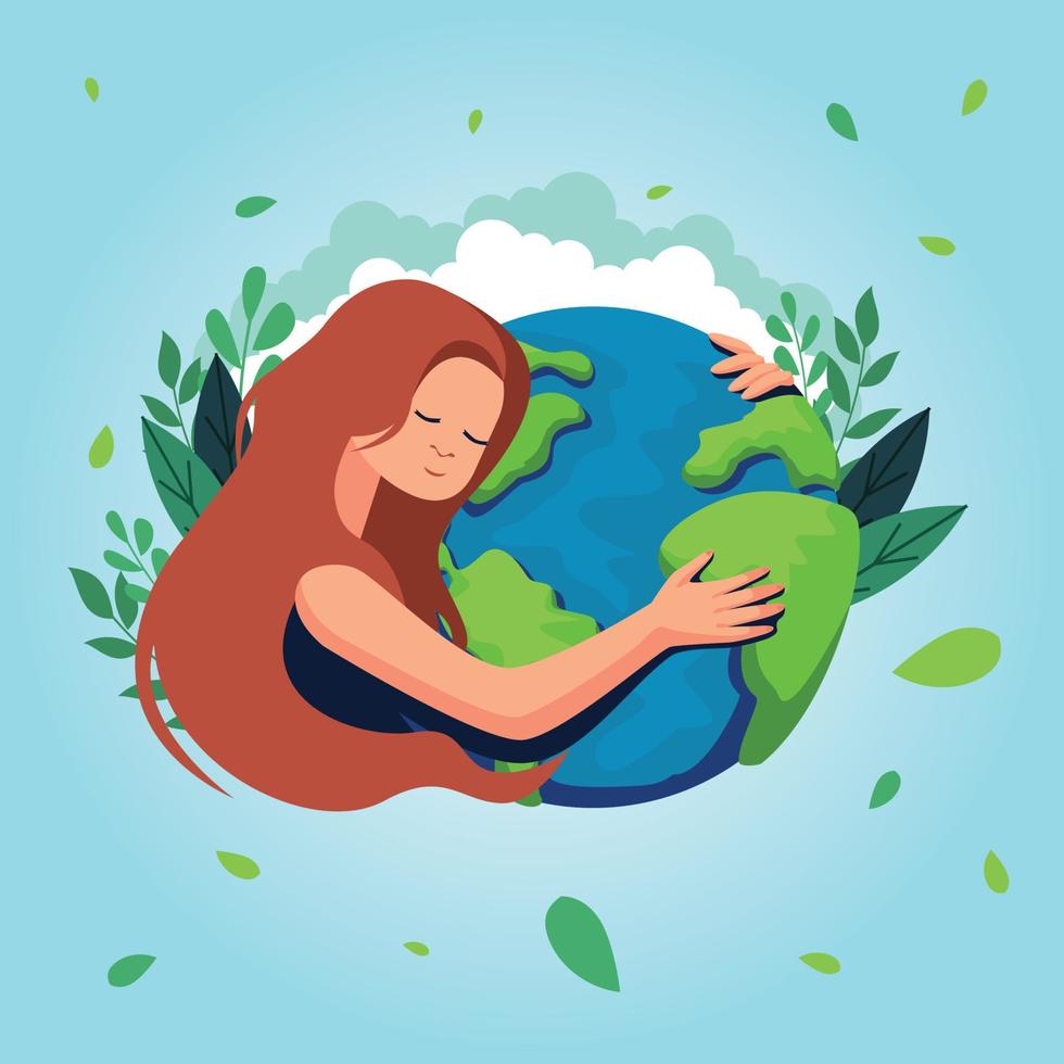 madre tierra globo día mundo medio ambiente día vector illustrarton