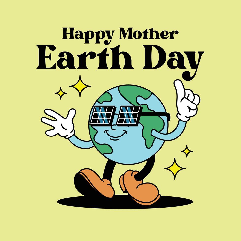 vintage earth globe cartoon retro vector illustrarton