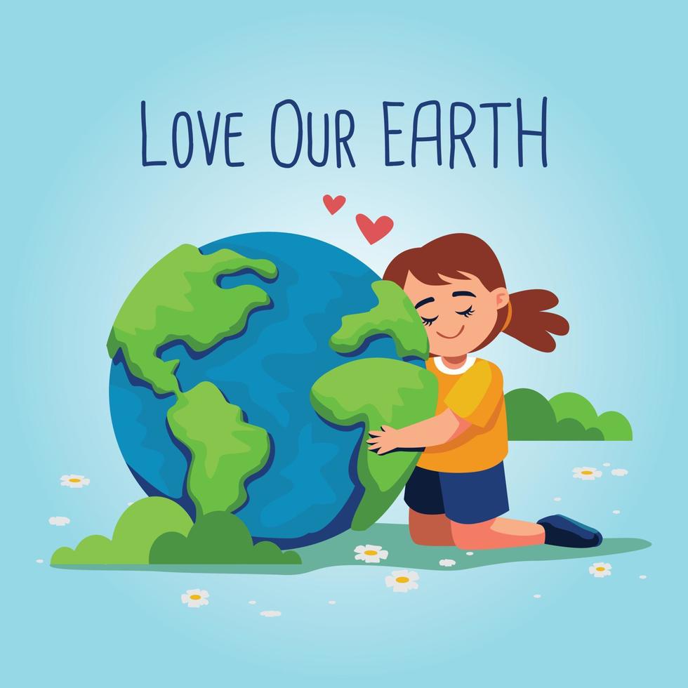 mother earth globe day world environment day vector illustrarton