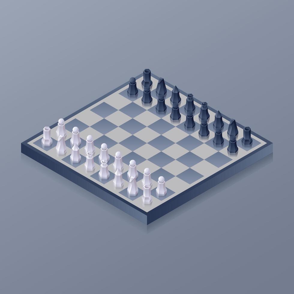 isometric chess board game vector