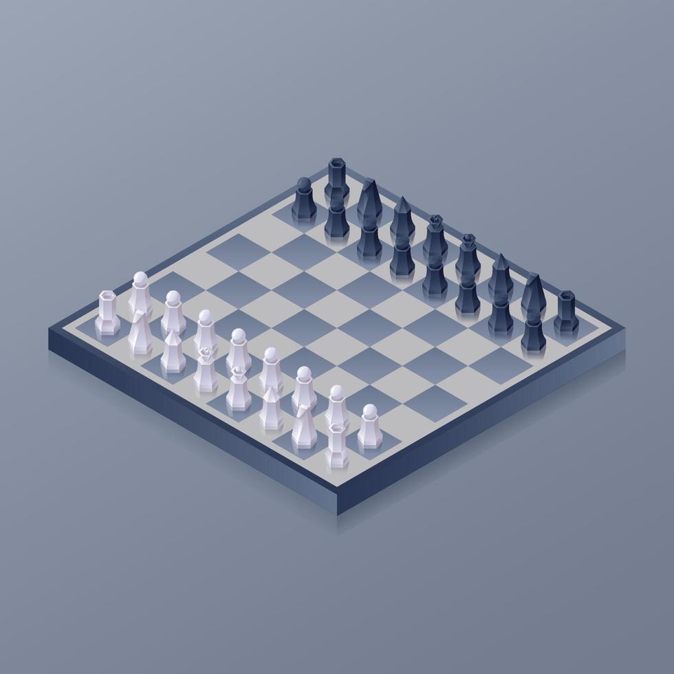 isometric chess board game vector