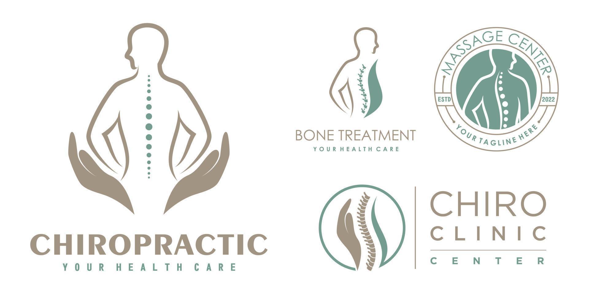 Chiropractic icon set logo design collection for massage teraphy with unique concept Premium Vector