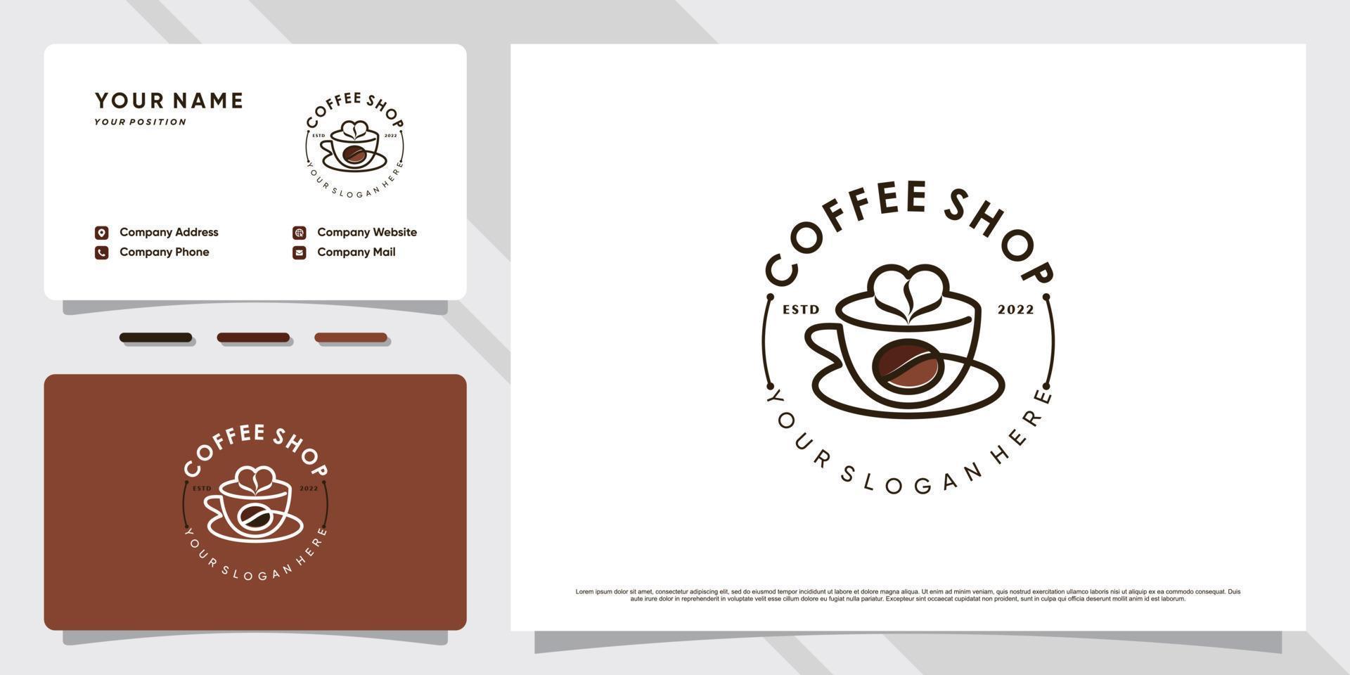 Coffee shop icon logo design inspiration with business card template Premium Vector