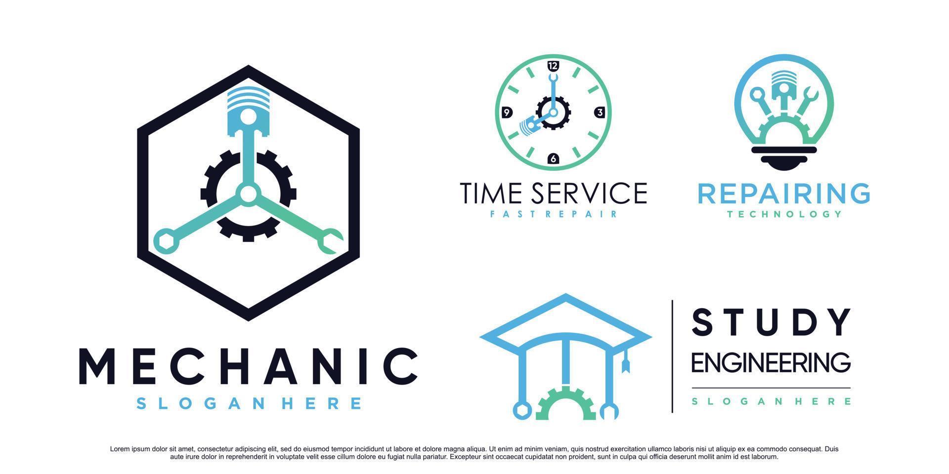 Set of collection mechanic icon logo design for business with creative element Premium Vector