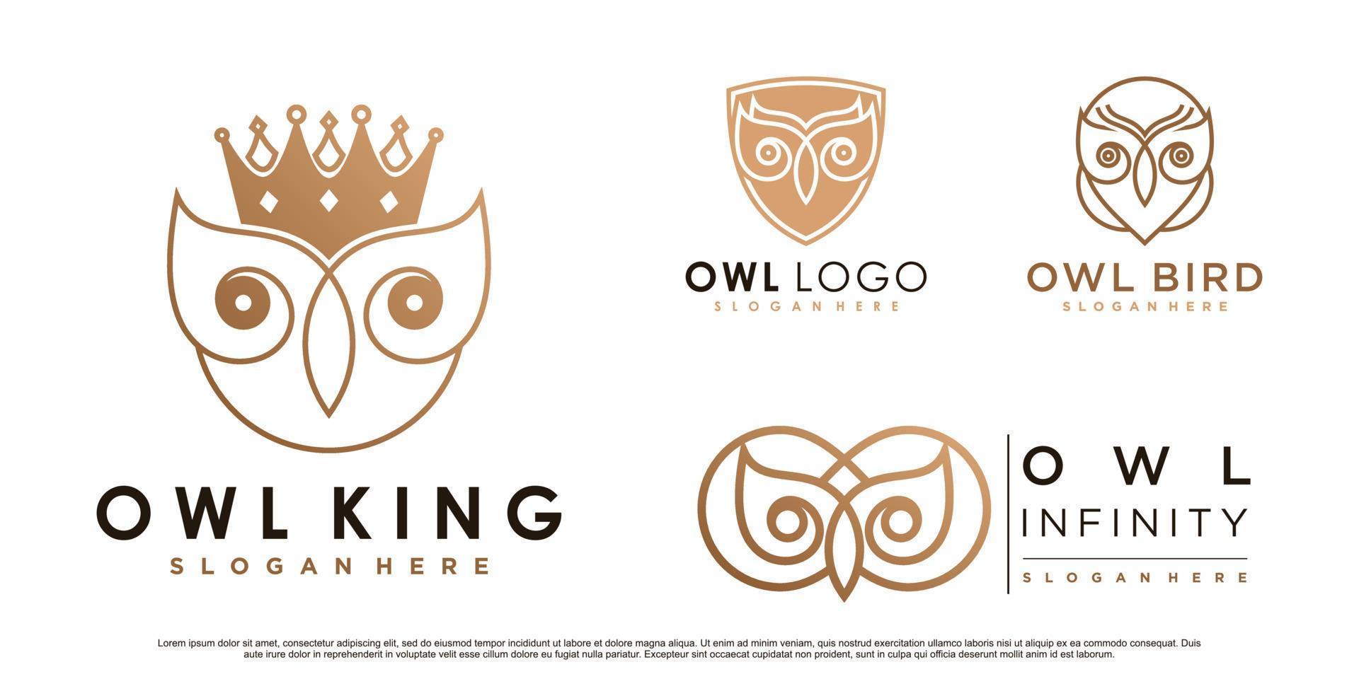 Set of collection owl animal icon logo design illustration with creative element Premium Vector