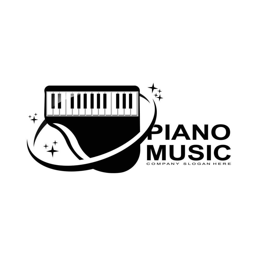 Piano Musical Instrument Logo Vector, Background Design, Screen Printing, Stickers, And Company vector