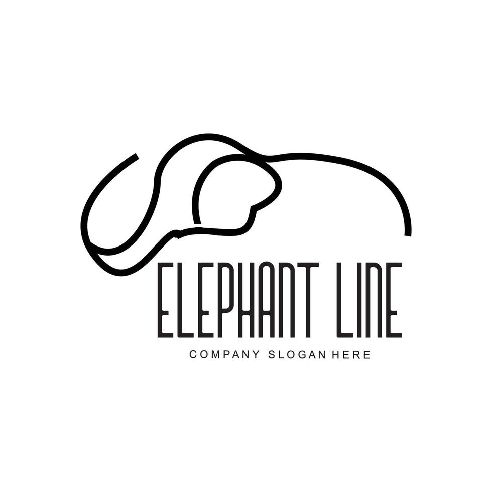 Elephant line logo design protected animal sketch vector illustration