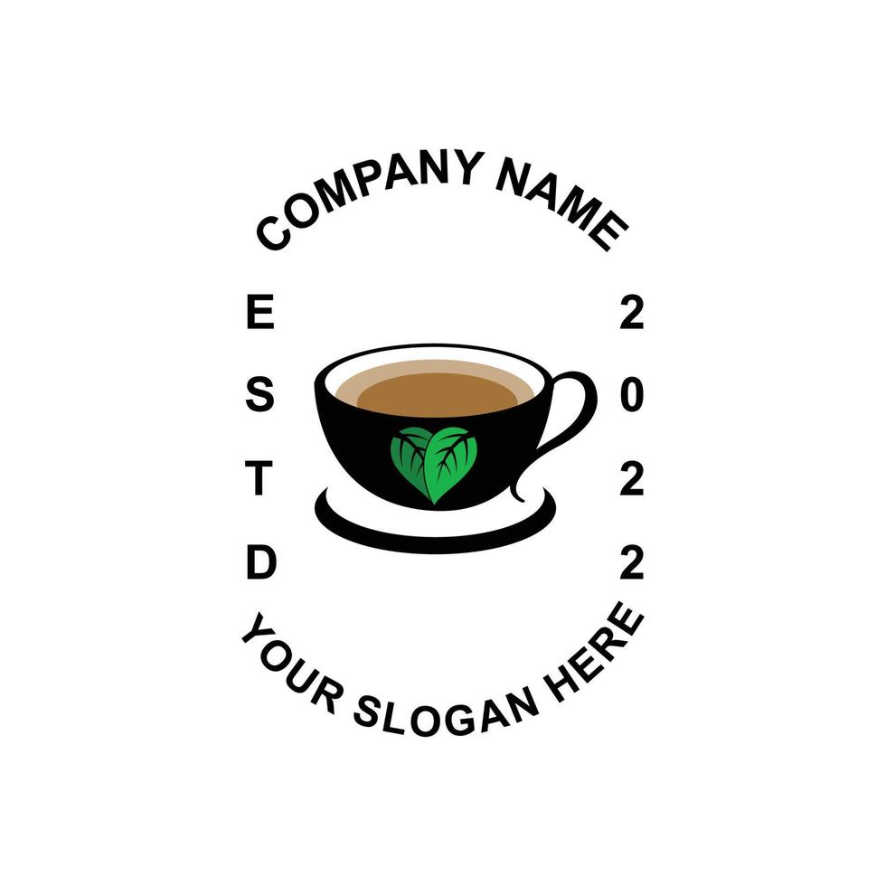 Tea logo design, vector drink icon from green leaves, for health