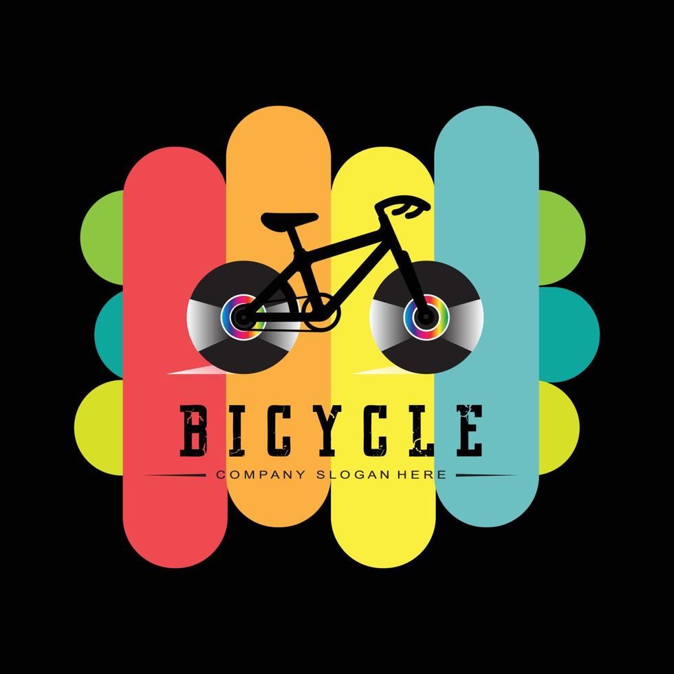 vector de icono de logotipo de bicicleta, vehículo para deportes, carreras, casual, cuesta abajo, plantilla retro