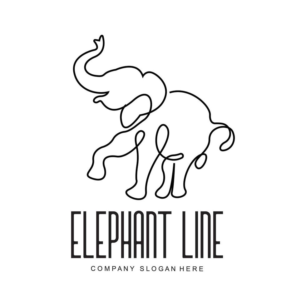 Elephant line logo design protected animal sketch vector illustration