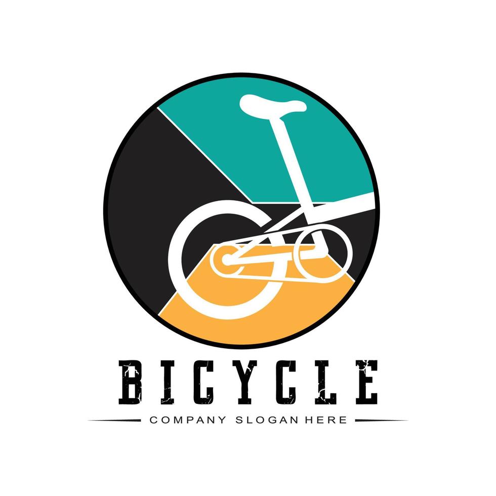 vector de icono de logotipo de bicicleta, vehículo para deportes, carreras, casual, cuesta abajo, plantilla retro