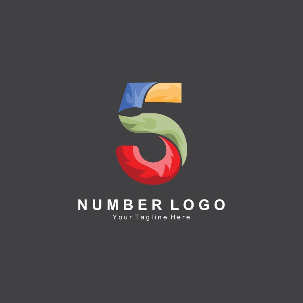 diseño de logotipo número 5 cinco, vector de icono simple premium, adecuado para empresa, banner, pegatina, marca de producto