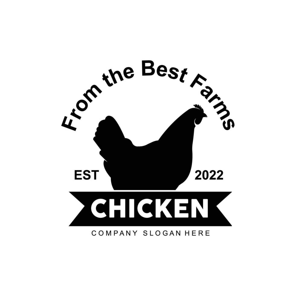 fried chicken logo design, farm animals made into food by the chef, premium vector illustration