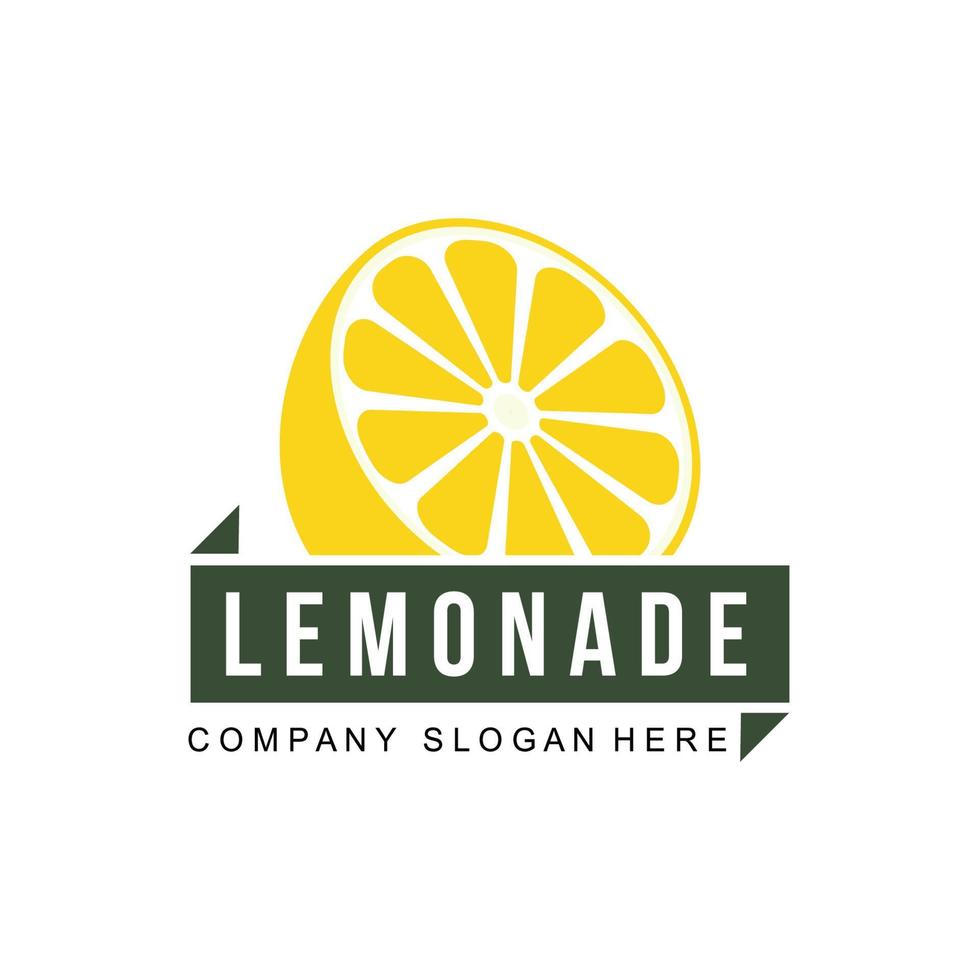 diseño de papel tapiz vectorial logotipo de planta de fruta de limón con vitamina c, amarillo, en el jardín y el mercado vector