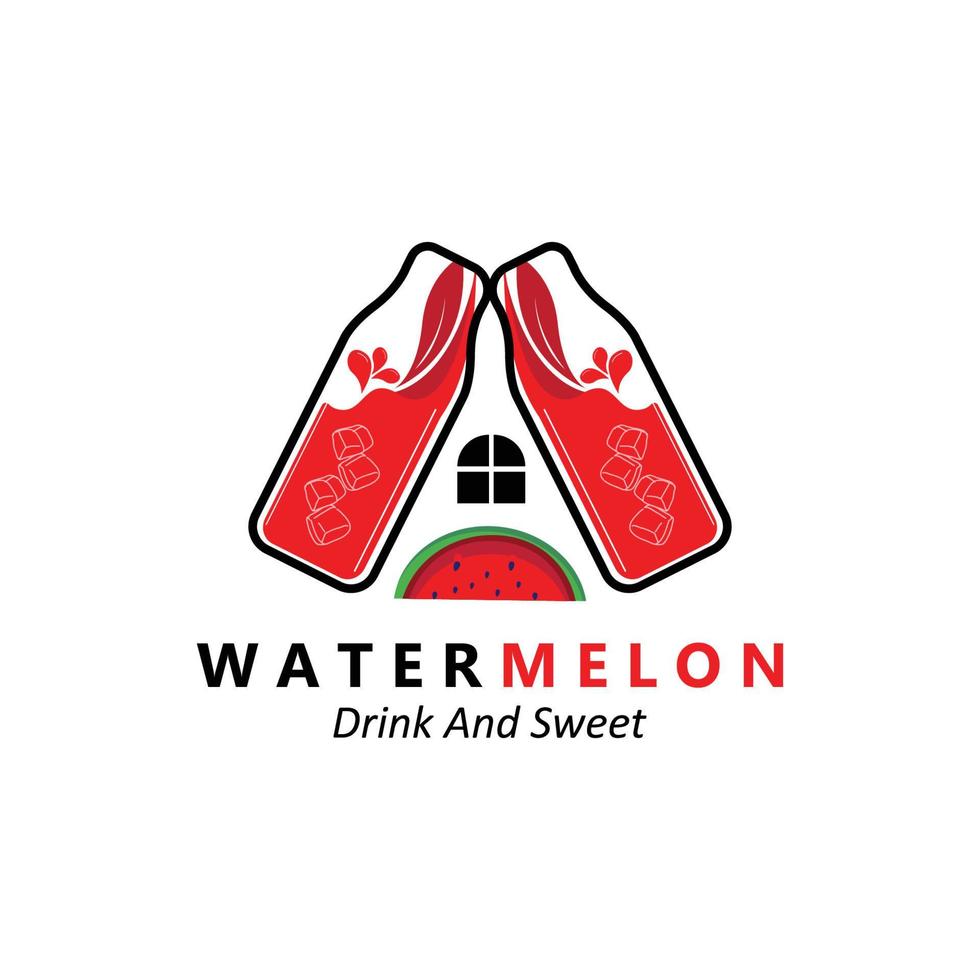 Vector Illustration Of Fresh Fruit Watermelon Fruit Logo Red, Available In The Market, Screen Printing Design, Sticker, Banner, Fruit Company