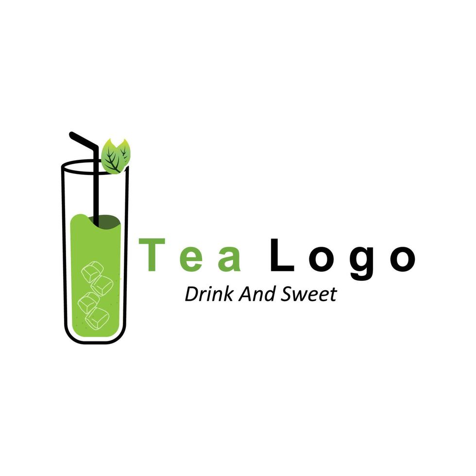 Tea logo design, vector drink icon from green leaves, for health