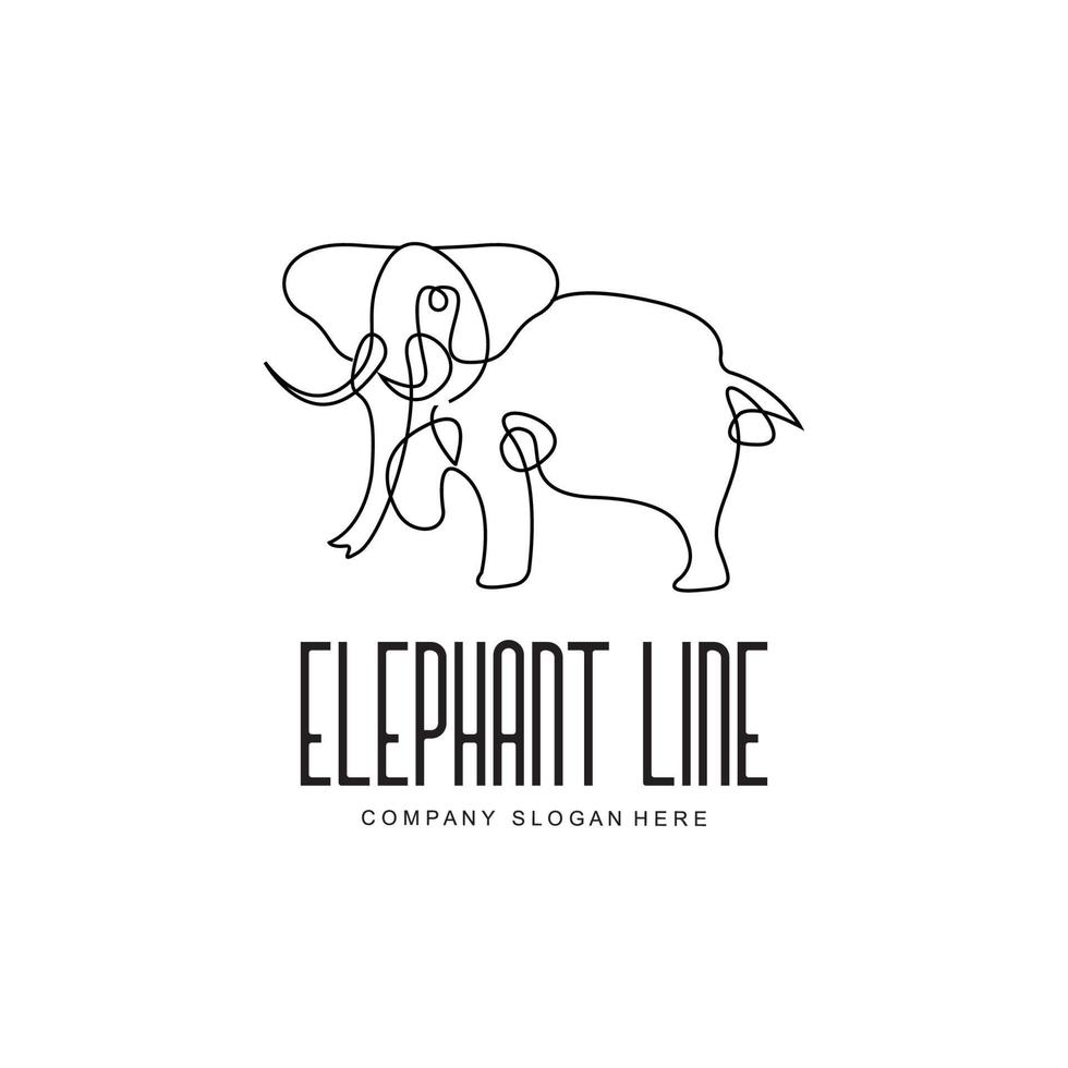 Elephant line logo design protected animal sketch vector illustration