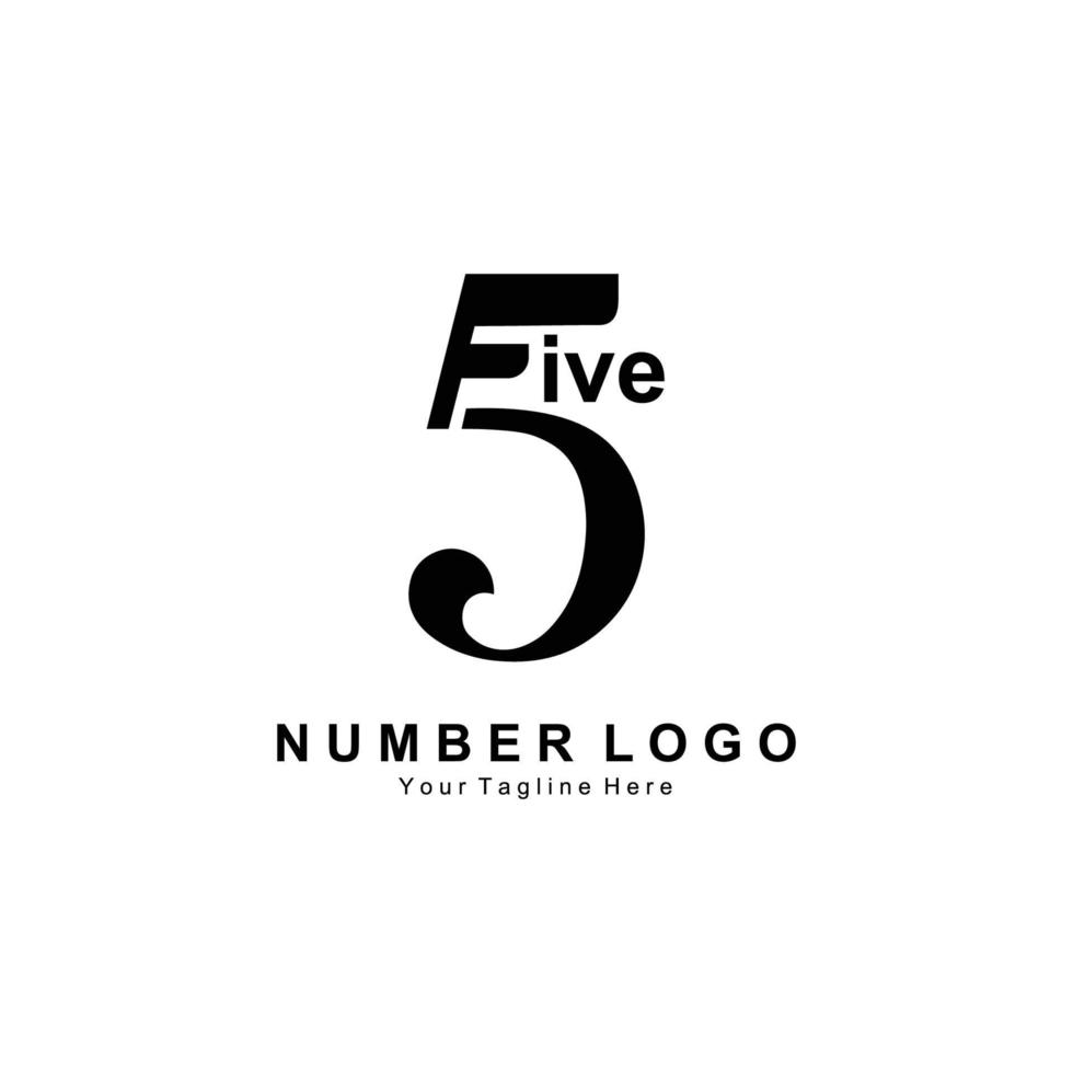 diseño de logotipo número 5 cinco, vector de icono simple premium, adecuado para empresa, banner, pegatina, marca de producto