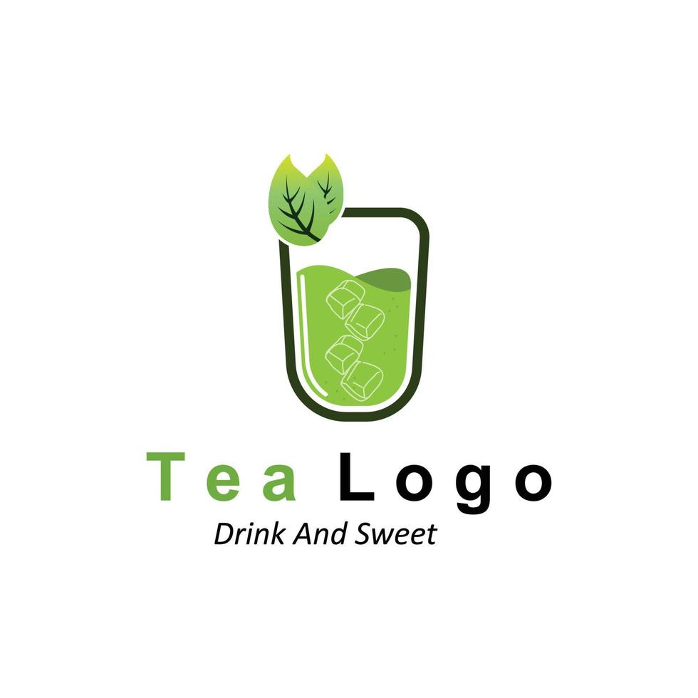 Tea logo design, vector drink icon from green leaves, for health