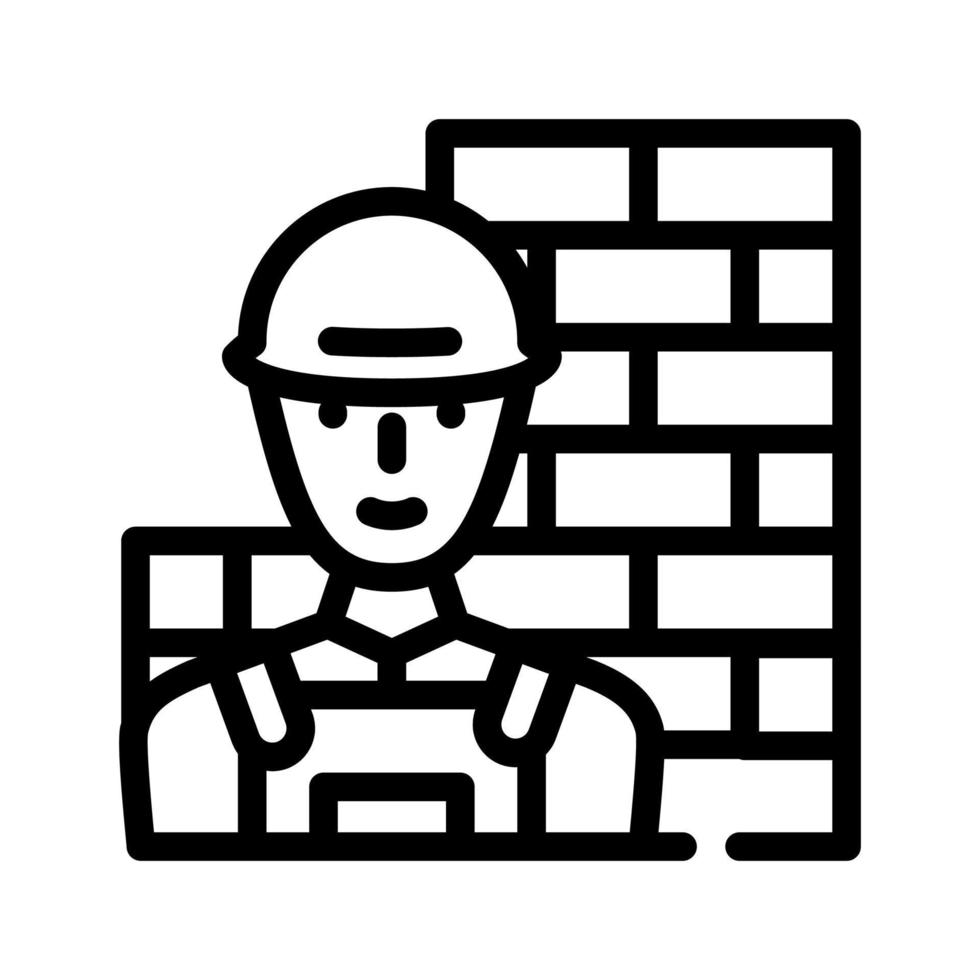 builder worker line icon vector illustration flat