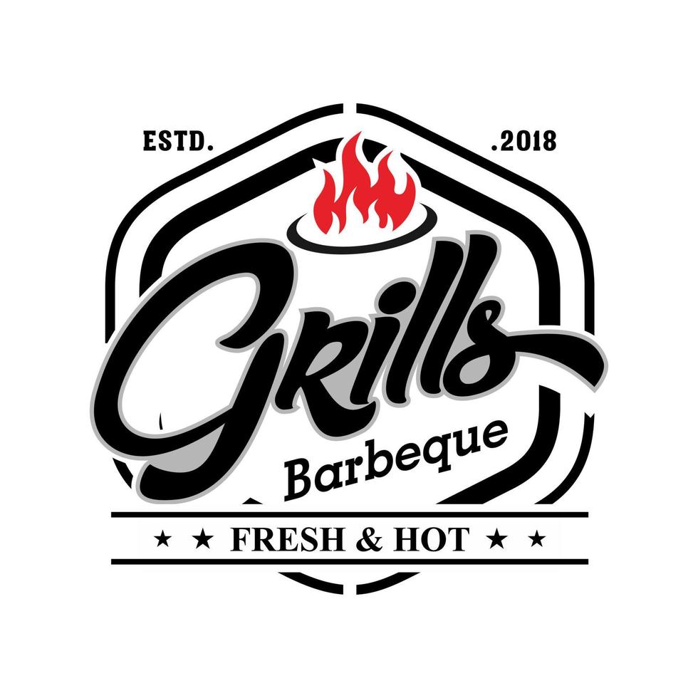 Hot grill logo template vector illustration