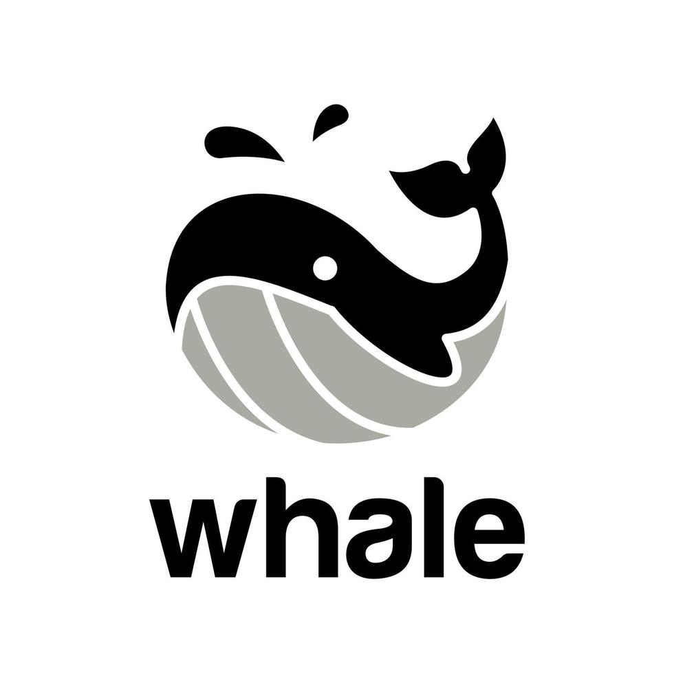 Blue Whale Modern Logo Design Vector Template