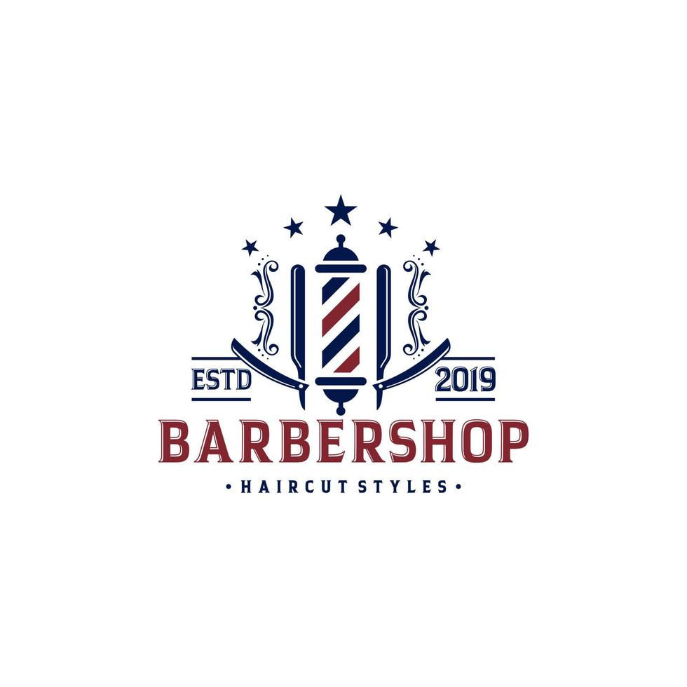 plantilla de vector de logotipo de barbería vintage