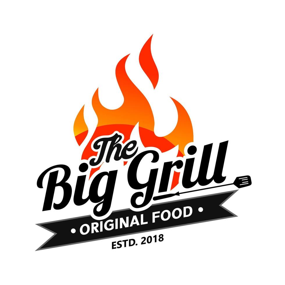 Hot grill logo template vector illustration