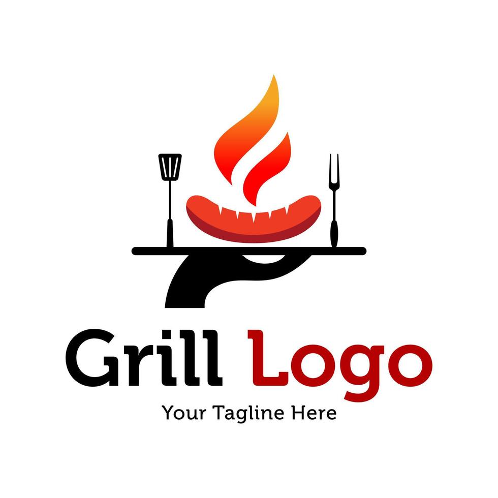 Hot Grill Logo Design Vector Template