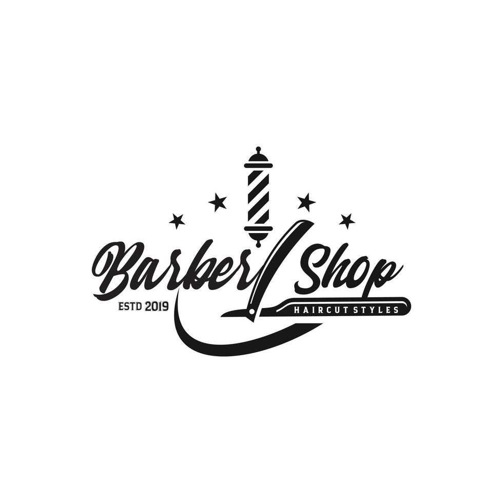 plantilla de vector de logotipo de barbería vintage